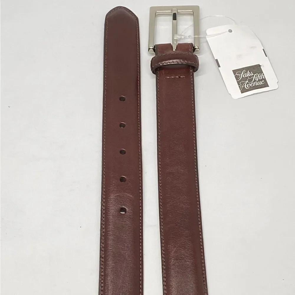 Saks Fifth Avenue Brown Leather Belt size 44